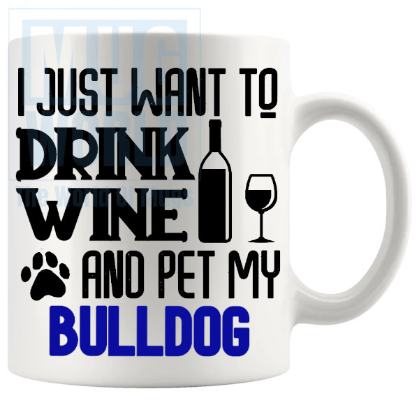 Pet My Bulldog Mug In Blue