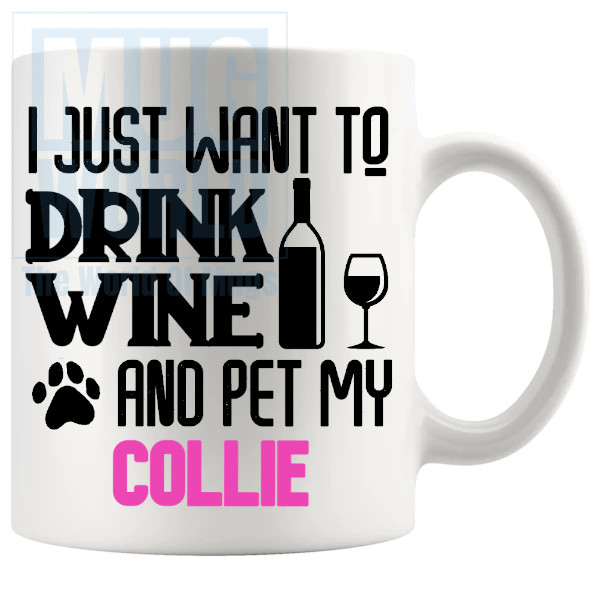Pet My Collie Mug In Pink