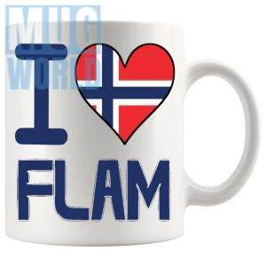 I Love Flam Mug Novelty Norwegian Gift Mug For Anyone Who Loves Norway And Its Idyllic Locations
