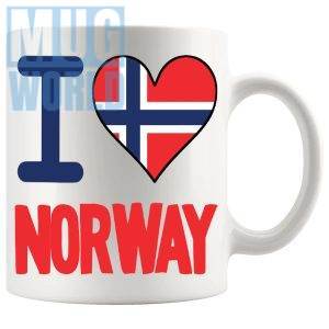 I Love Norway Mug in Red Novelty Norwegian Gift Mug For Anyone Who Loves Norway And Its Idyllic Locations