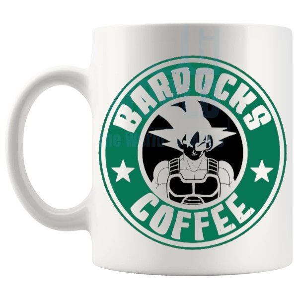 Bardock's Coffee Mug fan inspired coffee lover gift shown with handle on the left