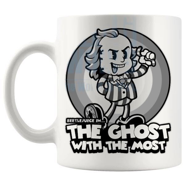 Beetlejuice in The Ghost With The Most Mug shown with handle on the left