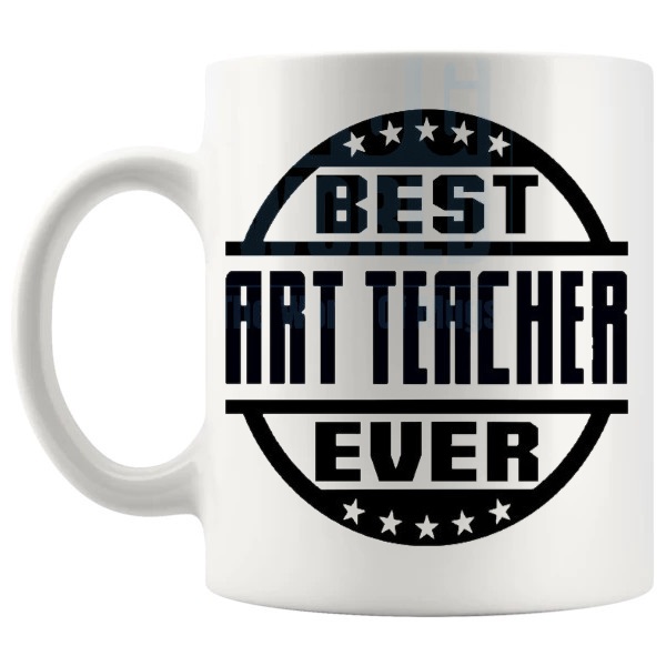 Best Art Teacher Ever Mug thoughtful art teacher thank you gift shown with handle on the left
