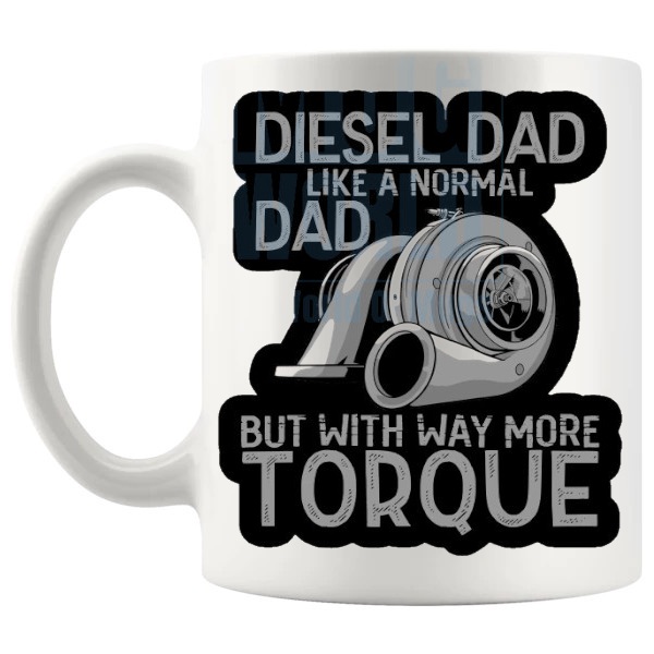 Diesel Dad 2 Mug Novelty Handmade Gifts shown with handle on the left