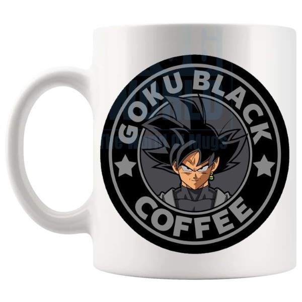 Goku Black Coffee Mug fan inspired coffee lover gift shown with handle on the left