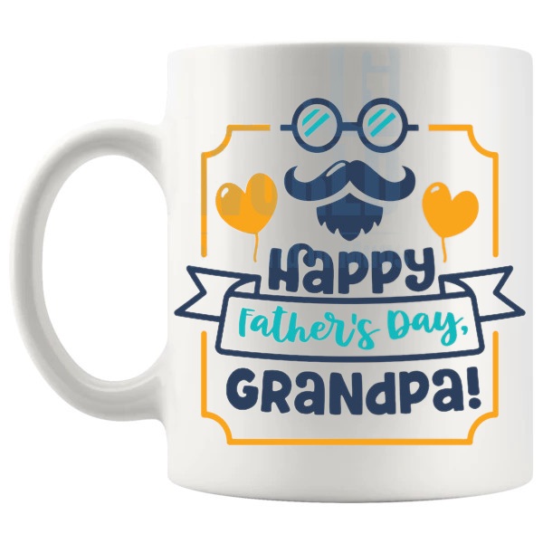 Happy Father's Day Grandpa Mug grandad family gift shown with handle on the left