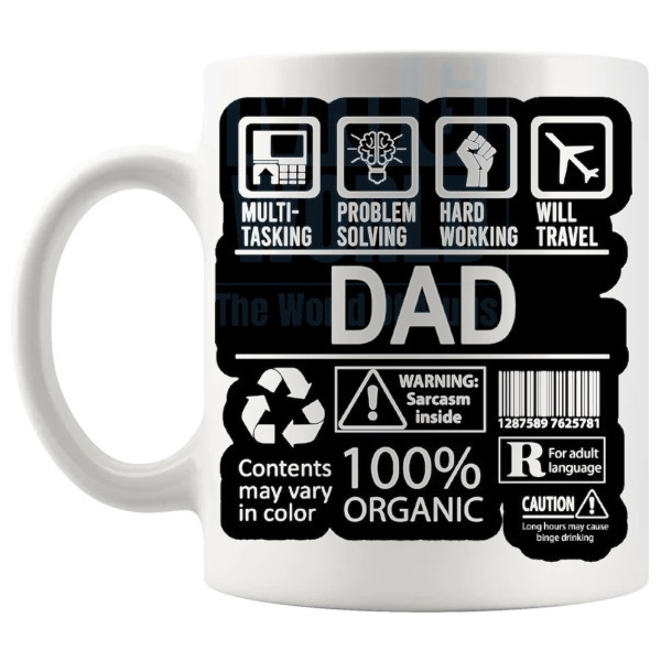 Hard Working Dad Mug dad gift shown with handle on the left