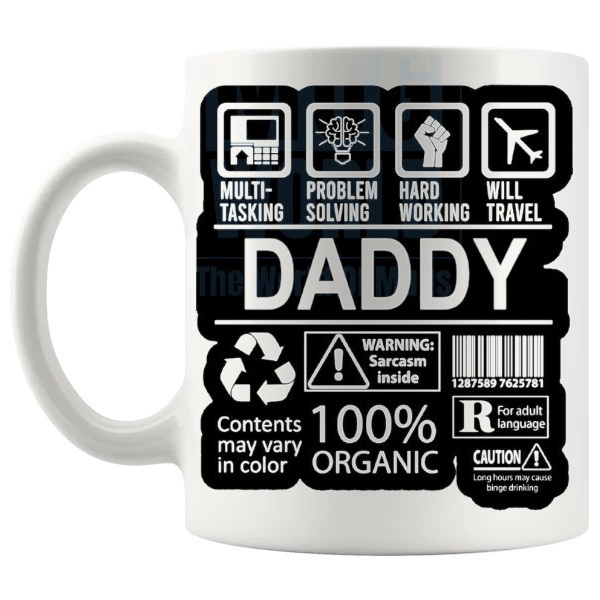 Hard Working Daddy Mug dad gift shown with handle on the left