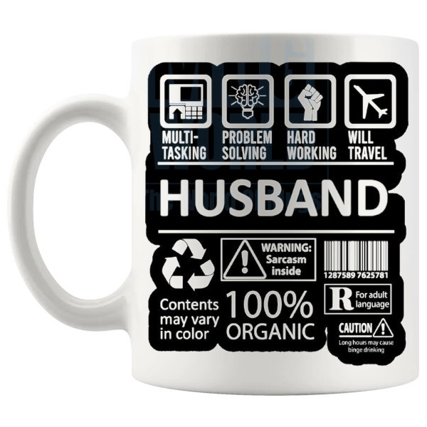 Hard Working Husband Mug appreciation gift for husband shown with handle on the left