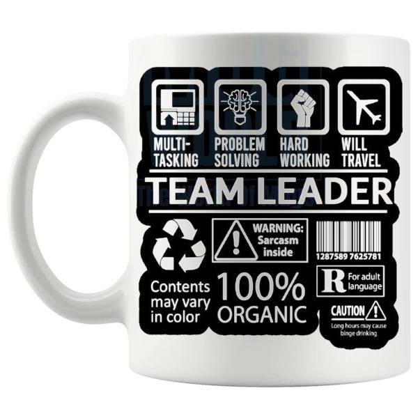 Hard Working Team Leader Mug workplace gift for a team leader shown with handle on the left