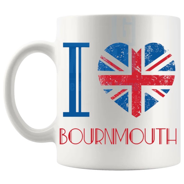 I LOVE BOURNMOUTH MUG left handle