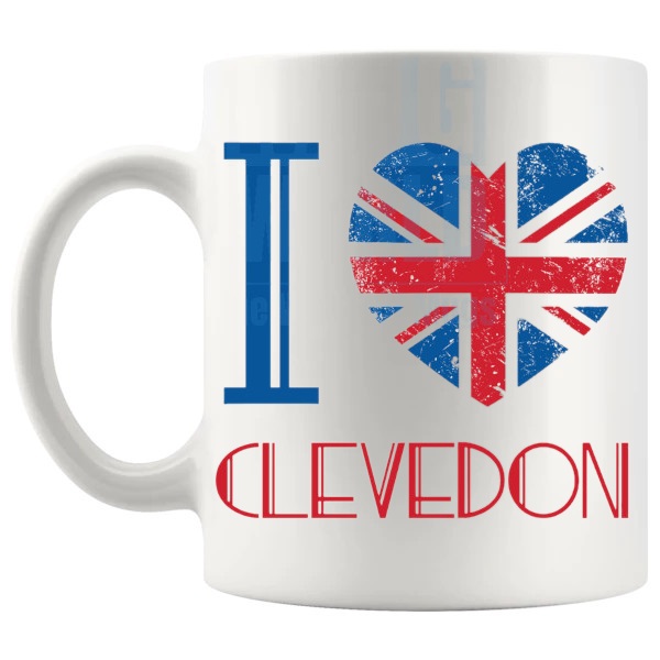 I LOVE CLEVEDON MUG left handle