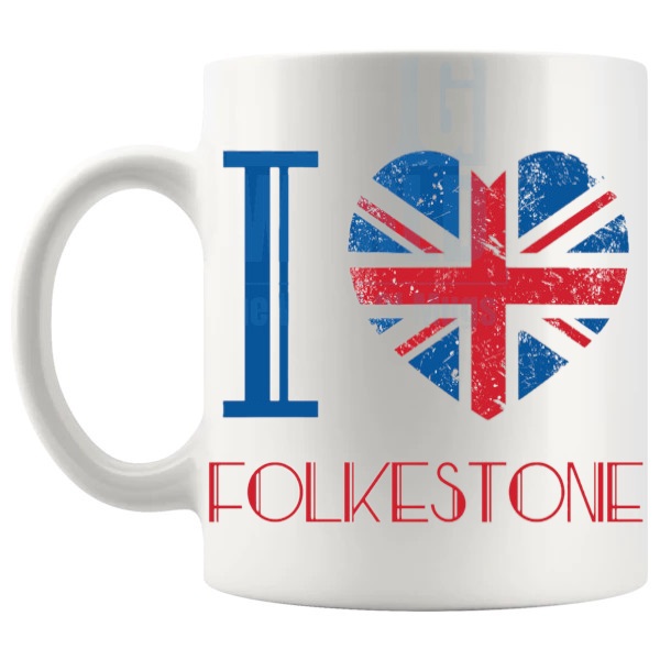 I Love Folkestone Mug local pride gift for anyone who loves Folkestone shown with handle on the left