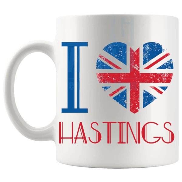 I LOVE HASTINGS MUG left handle