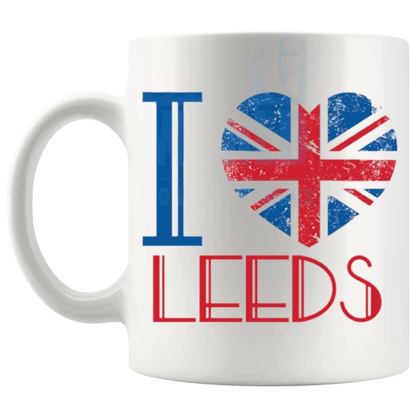 I LOVE LEEDS MUG left handle