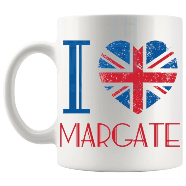 I Love Margate Mug local pride gift for anyone who loves Margate shown with handle on the left