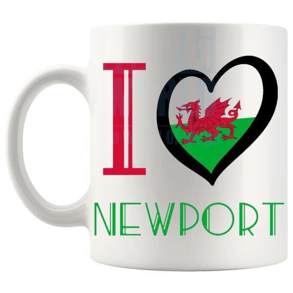 I Love Newport Mug shown with handle on the left