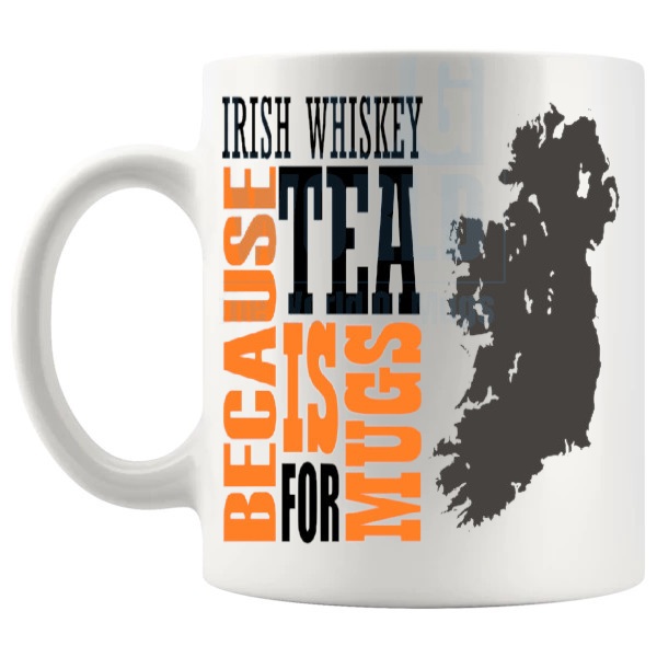 Irish Whiskey mug funny whiskey gift shown with handle on the left