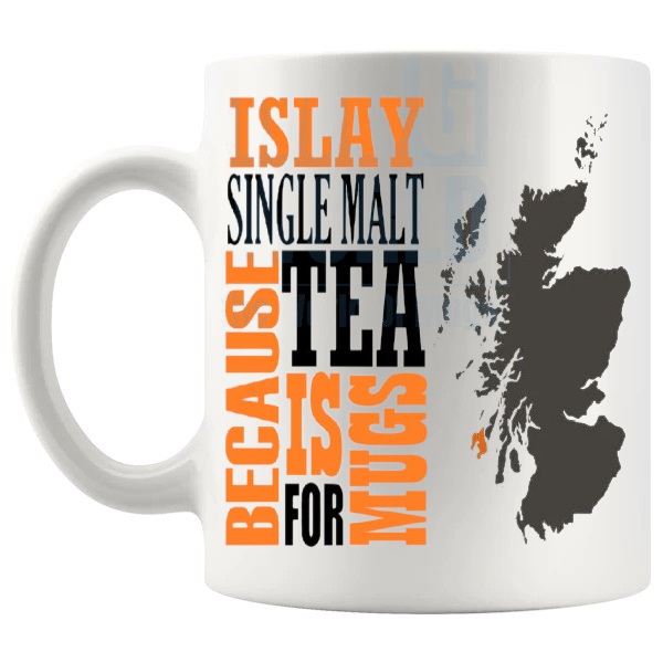 Islay Single Malt mug funny whisky gift shown with handle on the left