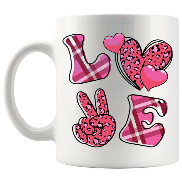 Love Mug love-themed mug for Valentine's Day and romantic gifts shown with handle on the left