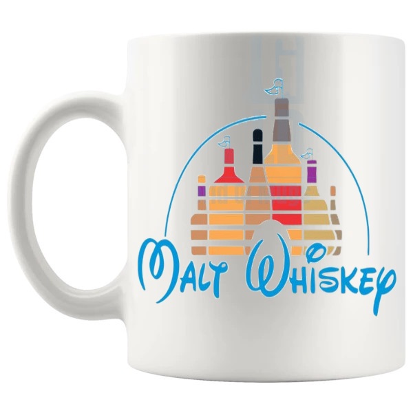 Malt Whiskey mug funny whiskey gift shown with handle on the left