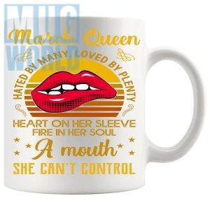 March Queen Birthday Mug funny birth month gift for her with red lips design