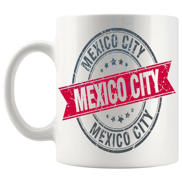 Mexico City Mug travel gift for anyone with a connection to Mexico City shown with handle on the left