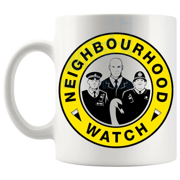 Neighbourhood Watch Mug shown with handle on the left