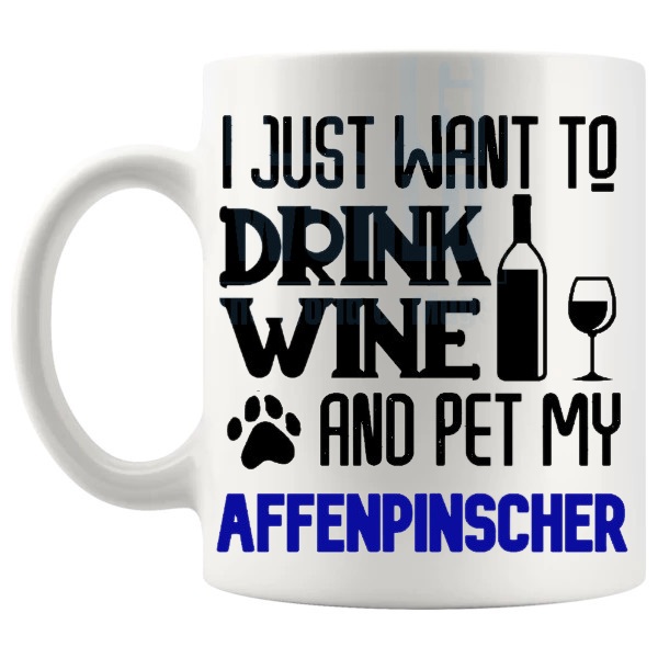 Pet My Affenpinscher Mug In Blue shown with handle on the left
