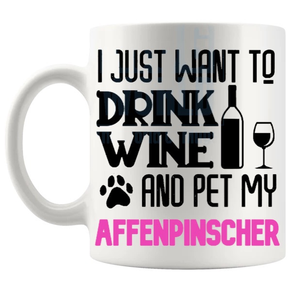 Pet My Affenpinscher Mug In Pink shown with handle on the left