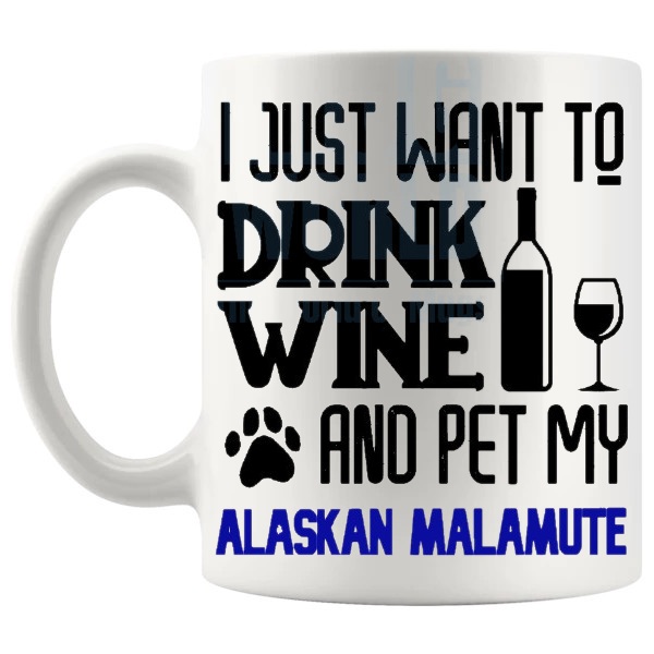 Pet My Alaskan Malamute Mug In Blue shown with handle on the left