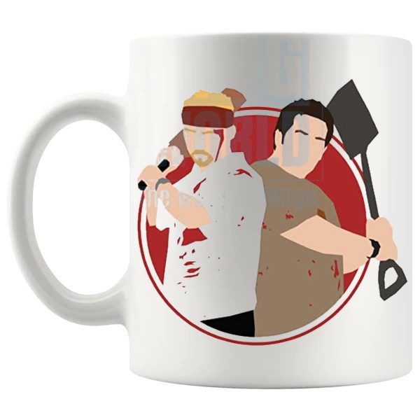 Shaun Of The dead Shaun And Ed Mug shown with handle on the left