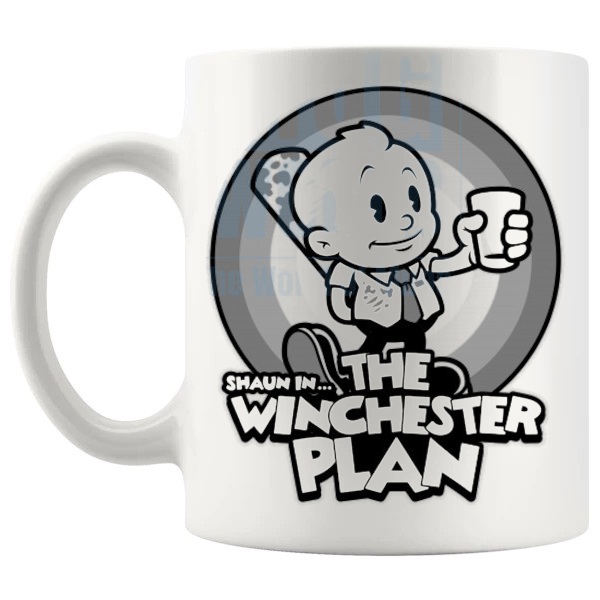 Shaun in The Winchester Plan Mug shown with handle on the left