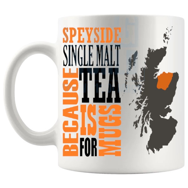 Speyside Single Malt mug funny whisky gift shown with handle on the left