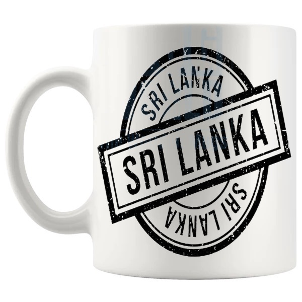 Sri Lanka Mug travel gift for anyone with a connection to Sri Lanka shown with handle on the left