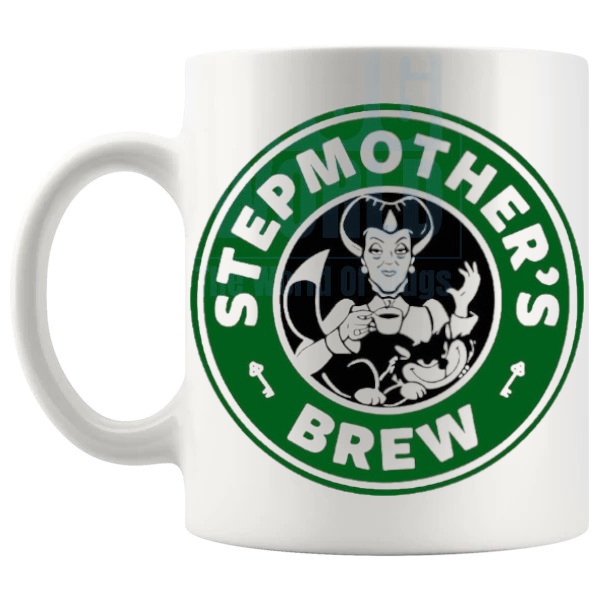 Step Mother's Brew Mug funny coffee lover gift shown with handle on the left