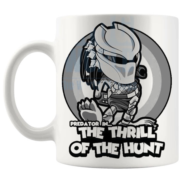 Predator In The Thrill Of The Hunt Mug sci-fi action gift shown with handle on the left