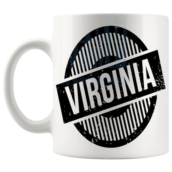 Virginia Mug travel gift for anyone with a connection to Virginia shown with handle on the left