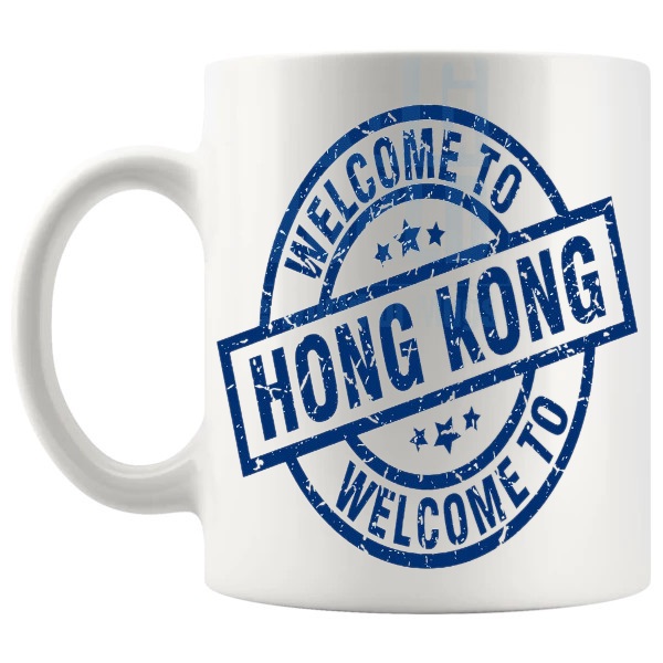 Welcome To Hong Kong Mug travel gift for anyone who loves Hong Kong shown with handle on the left