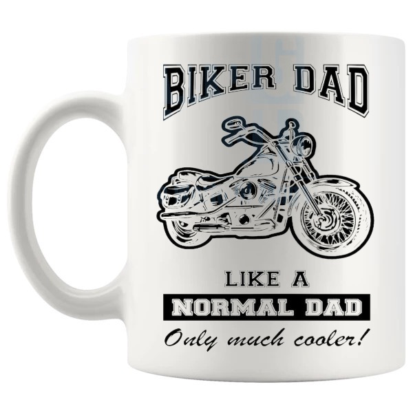 Biker Dad Mug biker dad gift shown with handle on the left