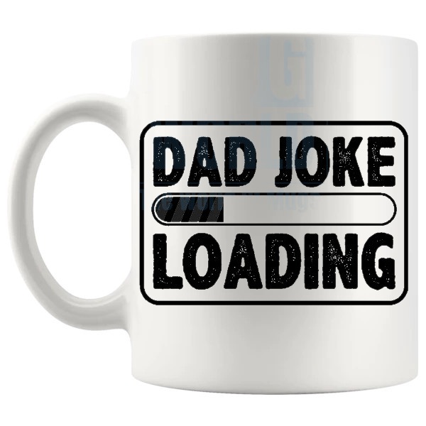 dad joke loading mug black left handle