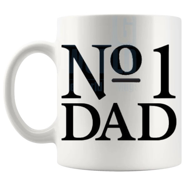 No. 1 Dad Mug Design 2 dad gift shown with handle on the left