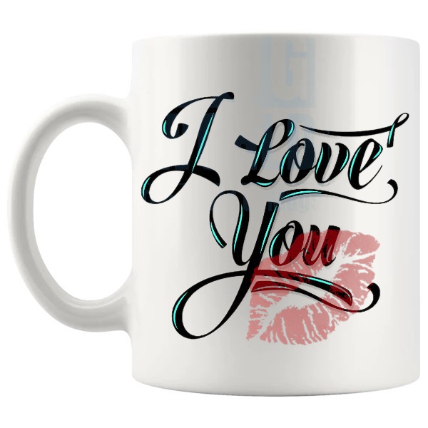 I Love You Mug Design 2 love-themed mug for Valentine's Day and romantic gifts shown with handle on the left