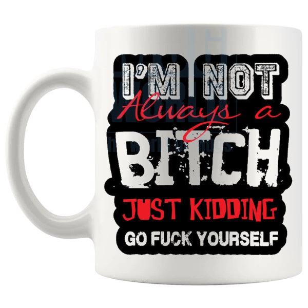 I'm Not Always A Bitch Mug funny rude sarcastic gift shown with handle on the left