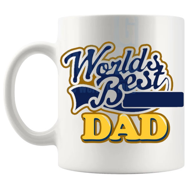 World's Best Dad Mug Design 2 dad gift shown with handle on the left