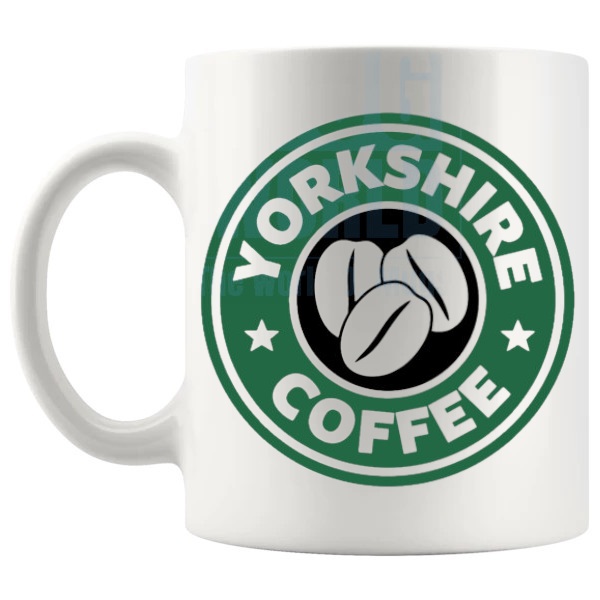 Yorkshire Coffee Mug funny coffee lover gift shown with handle on the left