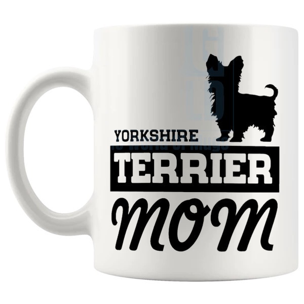 Yorkshire Terrier Mom Mug No. 3 Yorkie gift mug shown with handle on the left