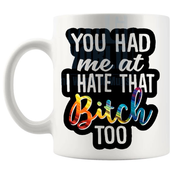 You Had Me At Bitch Mug funny rude partner gift shown with handle on the left